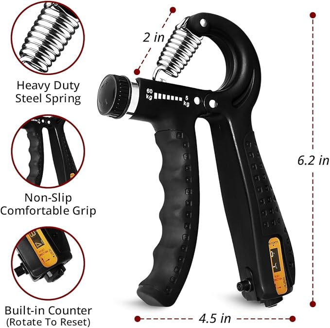 Hand Grip Strengthener Trainer with Adjustable Resistance 10-130lbs (4.5-59kg), Forearm Hand Grip Strength Exerciser for Muscle Building, Injury Recovery, and Therapy Stress Relief
