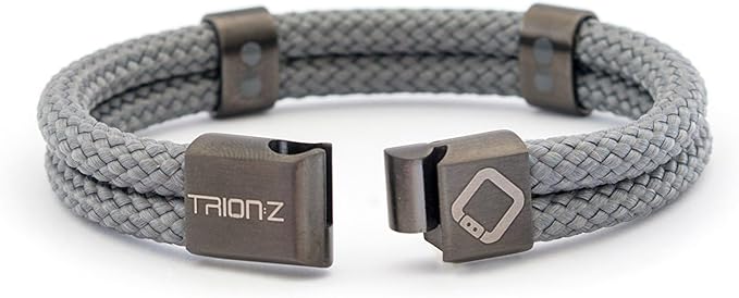 Trion:Z Zen Loop Duo Magnetic Field Therapy Wristband for Women & Men Featuring Patented ANSPO Technology (Charcoal, Large)