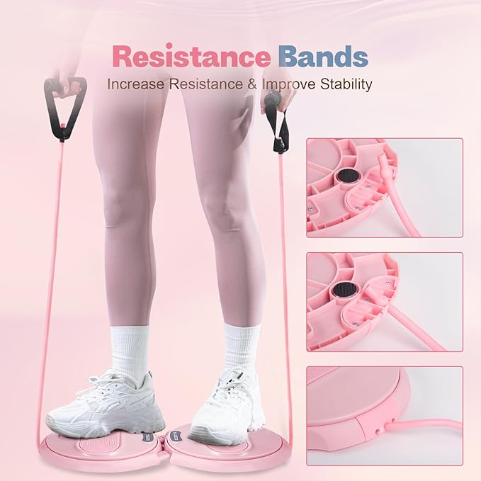 Ab Twister Board, Waist Twister Machine with Resistance Bands, Waist Twisting Disc for Core & Ab Exercise, Foot Massage, Ideal for Slimming Workout
