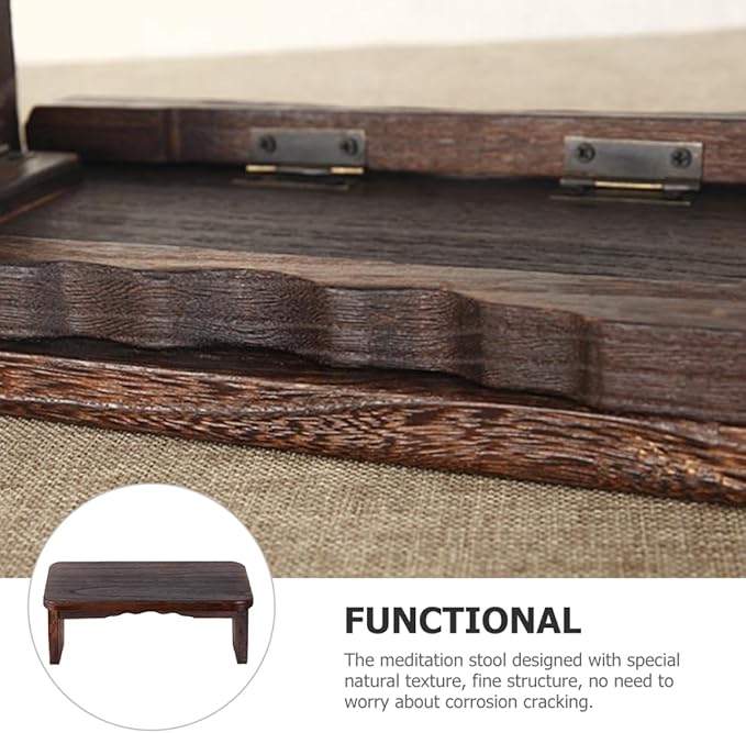 Natural Wood Meditation Bench Portable Stool Kneel Mat for Home Yoga Travel