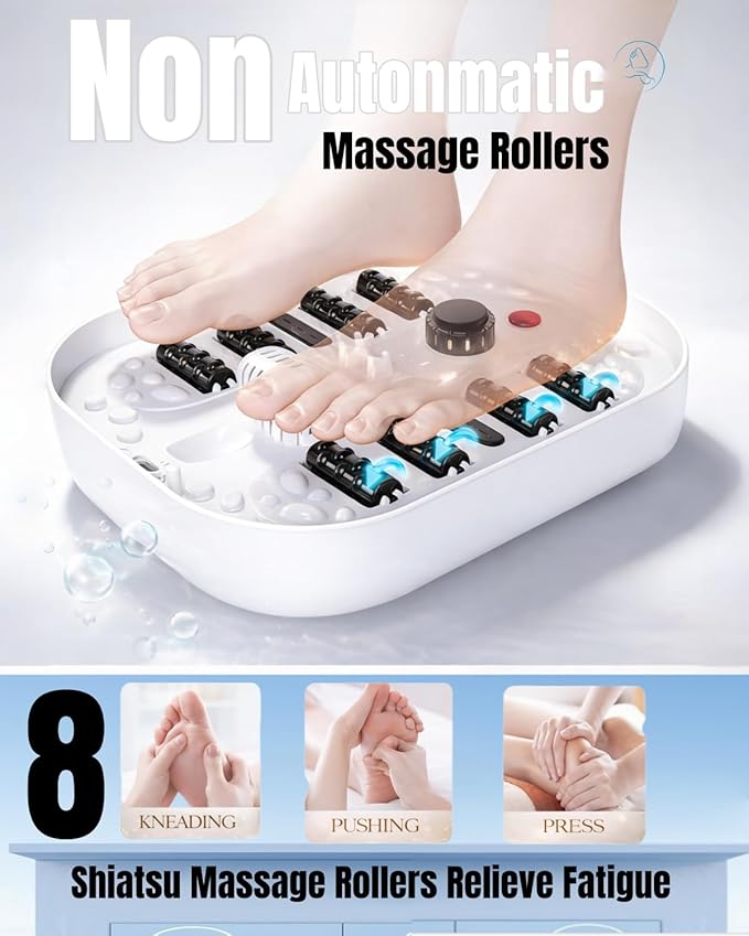 Collapsible Heated Foot Spa with Bubble and Red Light Temperature Control Foot Bath Massager and Soaking Tub Featuring 8 Shiatsu Massage Rollers Pumice Stone and Built-in Timer Ideal Gift for Wife,Mom