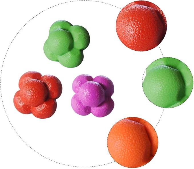 3pcs Hexagonal Reaction Balls for Agility Training Fitness Agile Balls for Hand Eye Coordination Reflex Improvement and Home Workout Equipment Random Color
