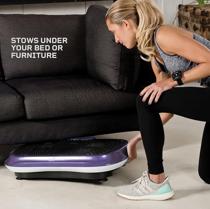 LifePro Vibration Plate Exercise Machine Purple- Whole Body Workout Vibration Fitness Platform w/ Loop Bands - Home Training Equipment - Remote, Balance Straps, Videos & Manual (Renewed)