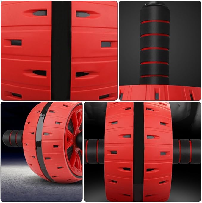 NOLITOY Abdominal Wheel Ab Roller with Knee Pad, Crimson Exercise Roller Wheel for Core Strength Training and Muscle Toning at Home