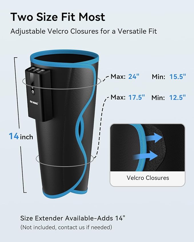 FIT KING Cordless Calf Massager – Rechargeable Leg Compression Massager for Circulation, Edema, RLS, Pain Relief & Recovery, 6 Intensities, 3 Modes, Portable Gift for Mom, Dad, Athletes