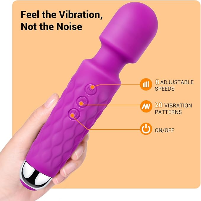 Personal Wand Massager, Power Wand Wireless Rechargeable Handheld Vibrating Massager, Body Massaging for Woman Back Neck Muscle Aches