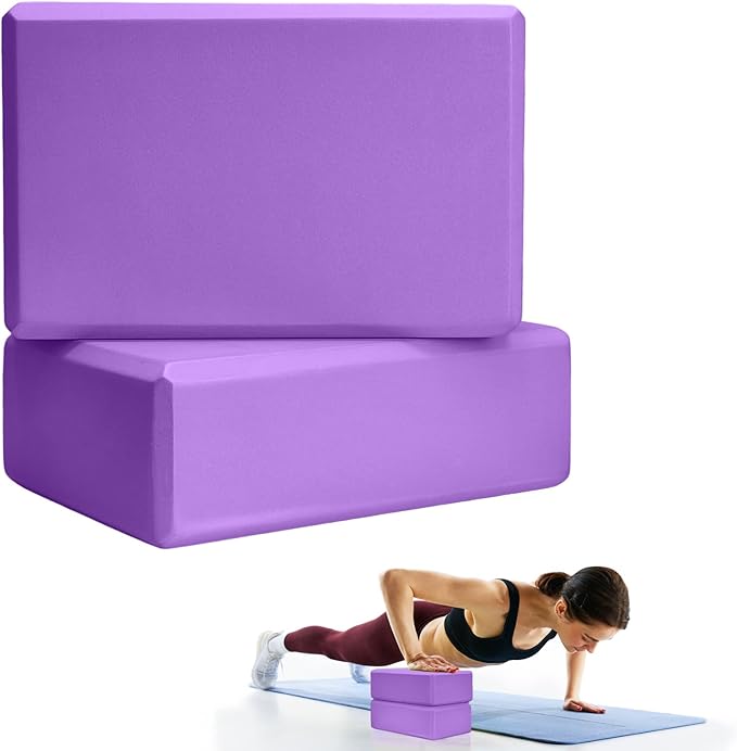 2 Pcs Yoga Blocks, 9"x6"x3" Foam Blocks Yoga Props for Pilates Stretching and Meditation Exercise Blocks Lightweight Yoga Essentials