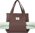 Moyaqi Canvas Tote Bag with Yoga Mat Carrier Pocket Carryall Shoulder Bag for Office, Workout, Pilates, Travel, Beach and Gym