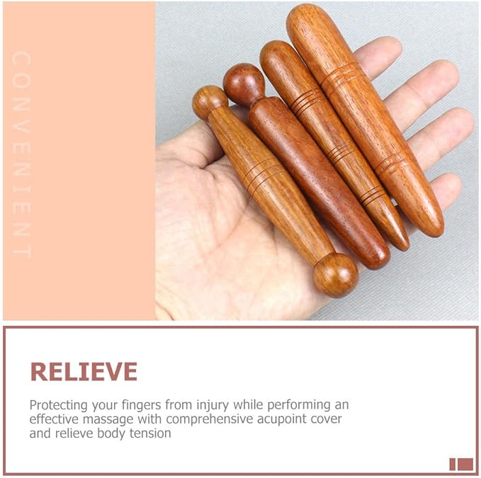HEALLILY Foot Massage Stick 3 Pack, Wooden Reflexology Tools for Plantar Fasciitis Relief, Handheld Acupressure Wand Set for Deep Tissue Muscle Tension and Circulation, Thai Manual Aids