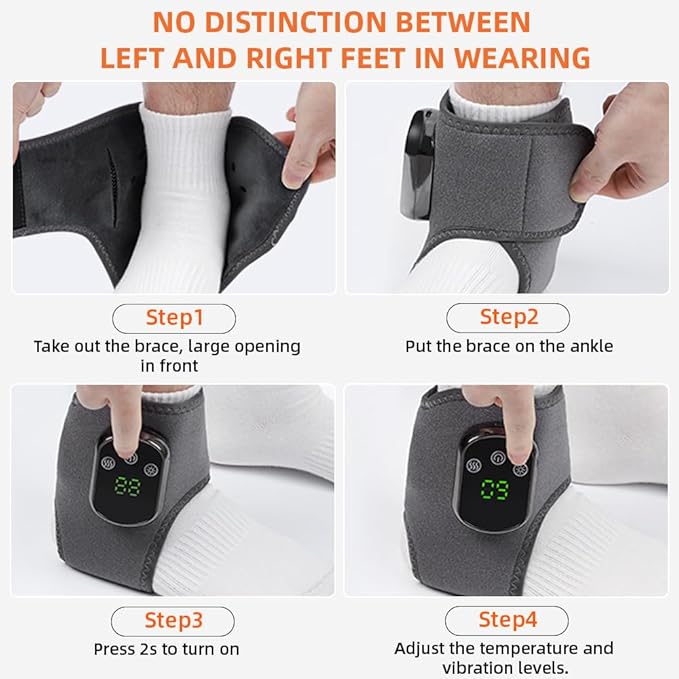 2Pcs Foot and Ankle Massager with Heat, Portable Heated Wrap, 3 Vibration Modes and 5 Heat Settings, USB Charging, Ideal for Home and Travel
