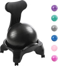 CMYUN Yoga Ball Chair Ergonomic Chair with Replaceable Balls, Stability Yoga Ball Chair for Office Home Classroom, Exercise Ball Seat with Wheels & Back Support (Color : Black)