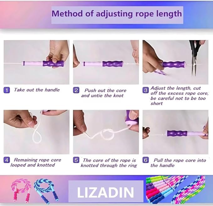 Jump Rope for Kids, Soft Beaded Skipping Rope, Adjustable Length Tangle-Free Segmented Jumping Rope for Kids Students Man and Women