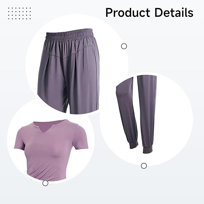 Two-Piece Pilates Set For Women, Xxl (135-150 Lb), Breathable, Stretchy Polyester-Spandex, Comfortable For Sports And Casual Wear