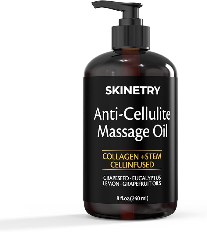 Massage Oil Nourish Your Skin & Senses – Firming Body for Smoothing Cellulite & Improving Texture. Silky, Fast-Absorbing Formula with Collagen & Stem Cell – 8 Fl Oz Aromatherapy Massage