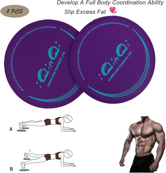 Exercise Core Sliders for Working Out, Dual Sided Sliding Discs Use on Hardwood Floors, Workout Glider Discs Abdominal & Total Body Gym Exercise Equipment for Home