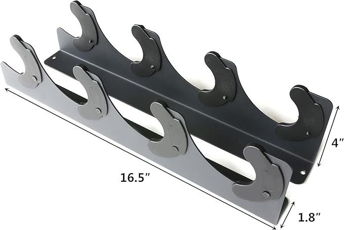 Barbell Rack Single Hook Wall Mount Heavy Duty Vertical Barbell Holder Weight Bar Holder for Olympic Barbell, Curl bar, Commercial or Home Gym Accessory (4 bars)
