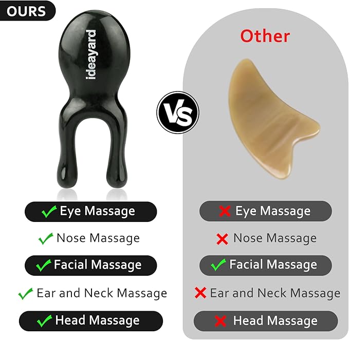 ideayard Jade Gua Sha Facial Tools - Jade Massage Tools for Face Nose Eye - Manual Therapy Massage Tools - Handheld Meridians Acupressure Tool - Birthday Gifts for Women Men