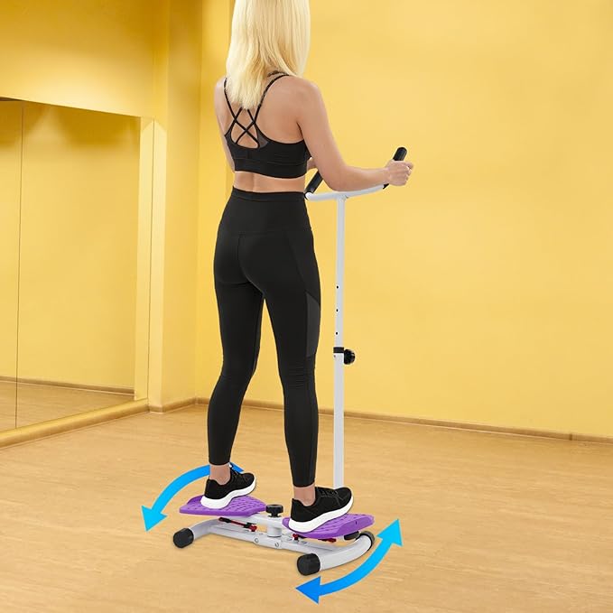 Waist Twisting Machine with Handlebar, 3 Gears Adjustable Ab Twister Machine with 2 Pull Cords, Ab Twist Board for Exercise 330lbs Load Capacity