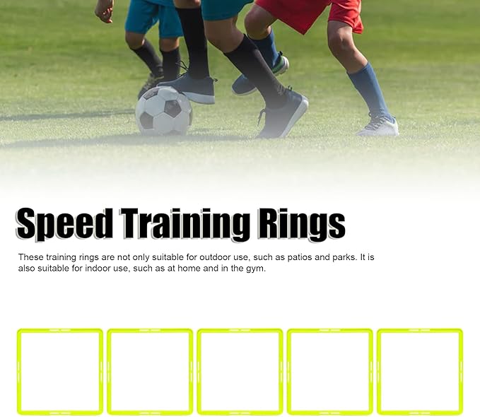 Quadrilateral Agility Rings Speed Rings with Carrying Strap and Clip, 5pcs Portable Agility Hurdles for Agility Footwork Training