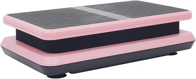 Vibration Plate Exercise Machine, 2 Resistance Bands Full-Body Workout Machine, 330LBS Load 200W Exercise Vibrating Platform, Dual Control Vibration Plate for Circulation, Pink