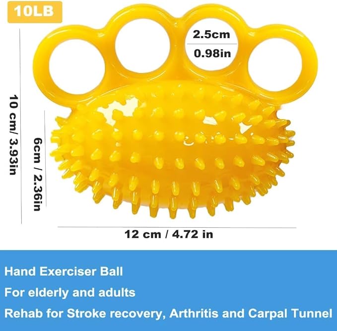 Grip Strengthener Hand Exerciser Ball, Yellow, TPR Material, Ellipse Shaped, Physical Therapy Hand Exercisers for Rehab, Arthritis, Carpal Tunnel, Stress Relief