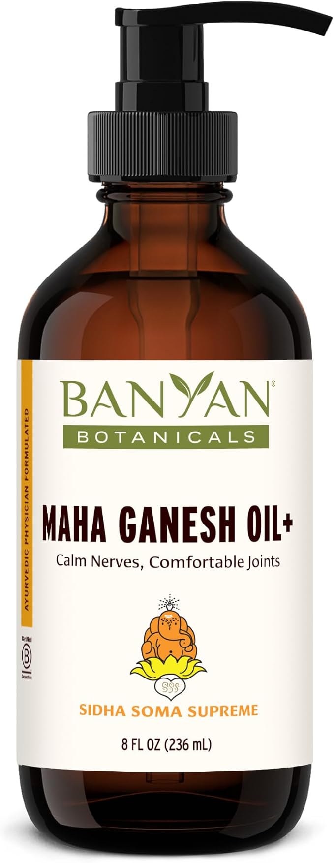 Banyan Botanicals Maha Ganesh Oil+ – Organic Deep Tissue Massage Oil – Soothing Massage Oil for Muscle and Joint Health – 8 oz – Non GMO Sustainably Sourced Ayurvedic Physician Formulated