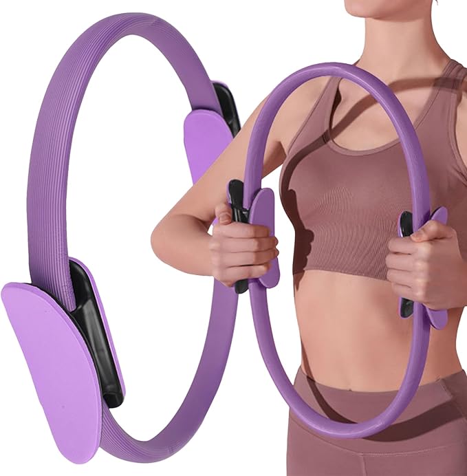 Yoga Pilates Ring Dual Grip Magic Circle - Adjustable Fitness Exercise Ring for Core Strength, Toning & Rehab, Non-Slip Lightweight Body Workout Tool Kit for Home Gym, Yoga, and Pilates (PP)