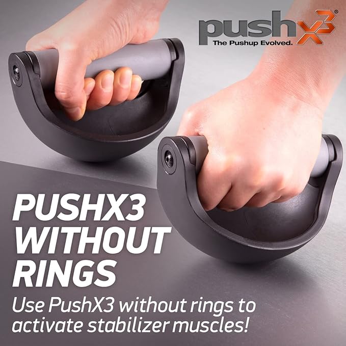 Grip Strength Trainer Rings, Rock Climbing & Bouldering, Jujitsu Grip Strength, BJJ Trainer, Hand Grip, Forearm, and Wrist Strengthener, Stress Relief, Convert PushX3 Pushup Equipment to Stable Pushup Stands