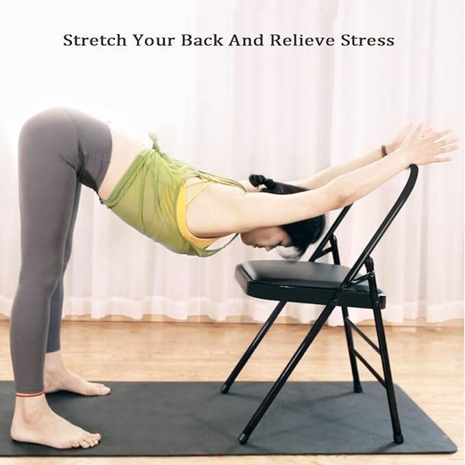 Yoga Chair,Three-Beam Thickened Yoga Chair,Metal Frame Bears 400 Lbs,for Home Office Dining Indoor Outdoor