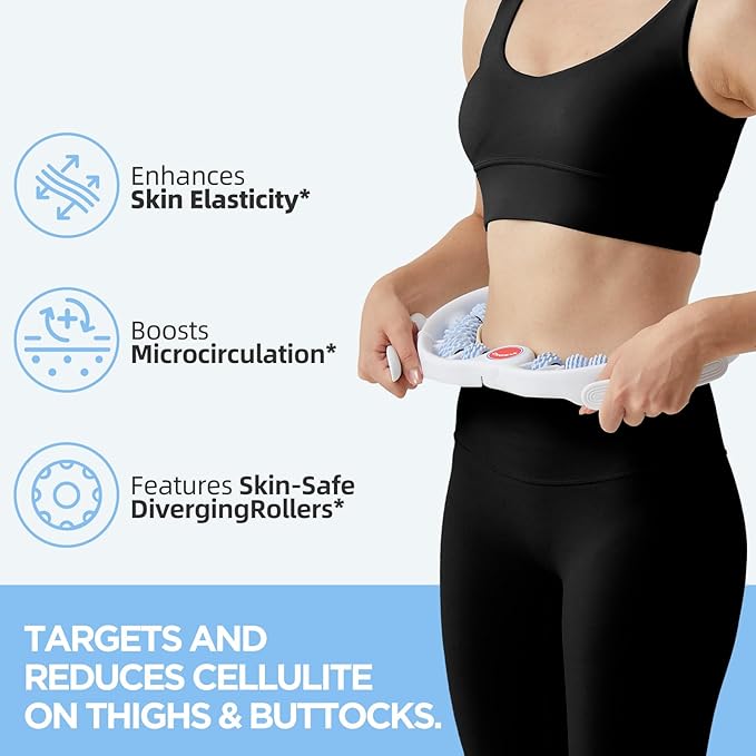 Cellulite Massage Tool - Lymphatic Drainage Massager - Muscle Roller, Deep Fascia Massage, Dimpled Skin Removal, Legs/Thighs/Buttocks, Anti-Cellulite Roller, Smooth Skin, Pain Relief (Blue)