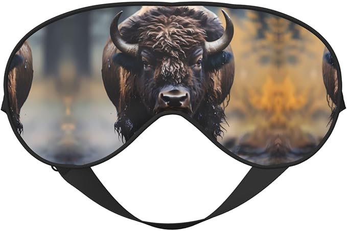 North American Bison Head-Mounted Double-Sided Light-Blocking Sleeping Eye mask to Protect Eyes and Relieve Eye Fatigue