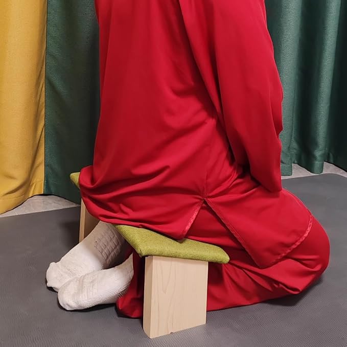 Meditation Stool, Solid Wood Folding Meditation Stool, Easy to Carry Out, Yoga Meditation Stool, Kneeling Tea Stool, Inclined Stool,Gray
