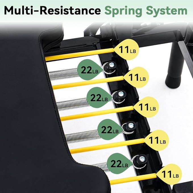 Foldable Pilates Reformer Machine, Dual Resistance with Springs and Cords, Pilates Equipment for Home and Gym Use, Suitable for Advanced and Beginners Users, Up to 400 lbs Capacity