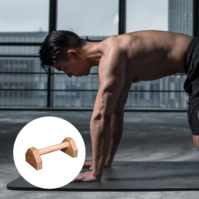 Alasum Push-up Brackets Pair Pine Wood 30cm Non-slip Grip Bars Fitness Equipment for Home Strength Training and Bodybuilding