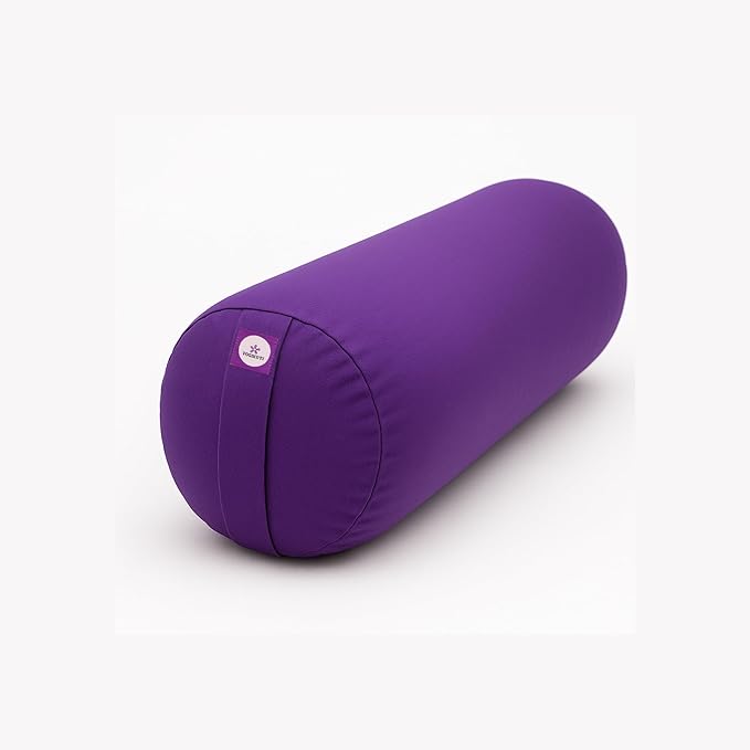 Yogikuti Iyengar Yoga Bolster for Restorative Yoga and Meditation – Lightweight Cotton Support Pillow with Handle for Easy Carry, Versatile for Pose Modification, Balance, Back Relief, and Relaxation (Purple, L 61cm x dia. 23cm)