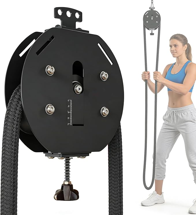 Endless Rope Trainer, Suspension Pulley Cable Machine with Adjustable Resistance, Pull Rope Fitness Training Equipment, for Physical Training Black
