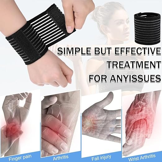 Compression Wrist Wraps, High-Elastic Wrist Bands Support for Men & Women, Breathable Elastic Brace for Sports, Pain Relief, & Injury Recovery for Weightlifting, Gym, Tendonitis & Carpal Tunnel (2 Pack)