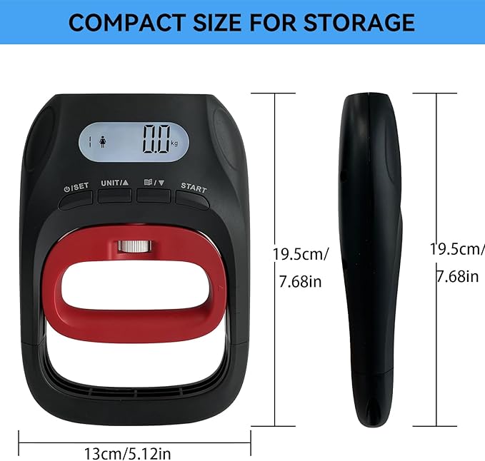 Grip Strength Tester Trainer, LCD Hand Dynamometer with 19-User Memory, Max 400lbs/180kg Capacity, Suitable for Sport Home Gym Use