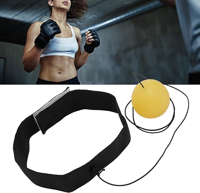 Agatige Boxing Reflexion Ball, Professional Punching Fight React Head Ball with Headband, Speeds Hand Eye Reaction & Coordination Boxing Equipment for Kids and Adults(Yellow)