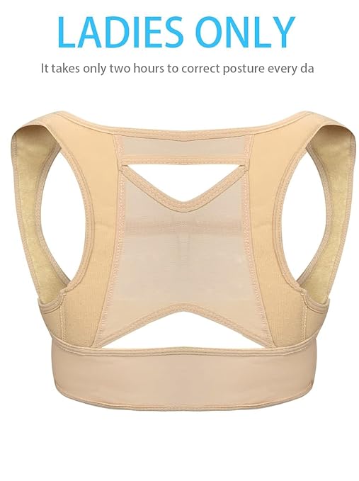 Adjustable Posture Corrector Shoulder Back Pain Reliever Spine Straightener Orthopedic Corset Brace Belt Straight Back Trainer Womens Hunchback Correction Belt (Color : Skin, Size : Large)