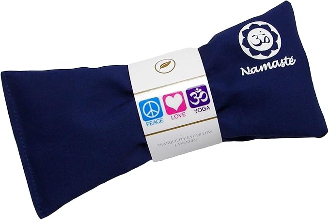 Lavender Eye Pillows - Yoga Eye Pillows Namaste Hot Cold Aromatherapy for Stress, Meditation, Spa, Relaxation Gifts - Made in USA by Happy Wraps - Set of 4 - Navy Cotton