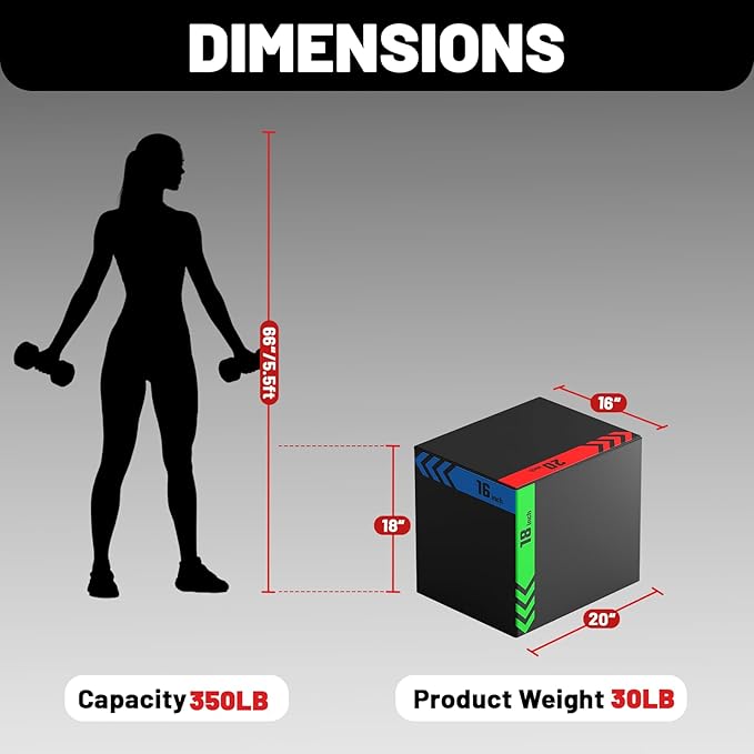 papababe 3-in-1 Plyometric Box Multi-use Jumping Exercise Equipment Trainer with Anti Slip Surface and High Density Foam for Workout Training