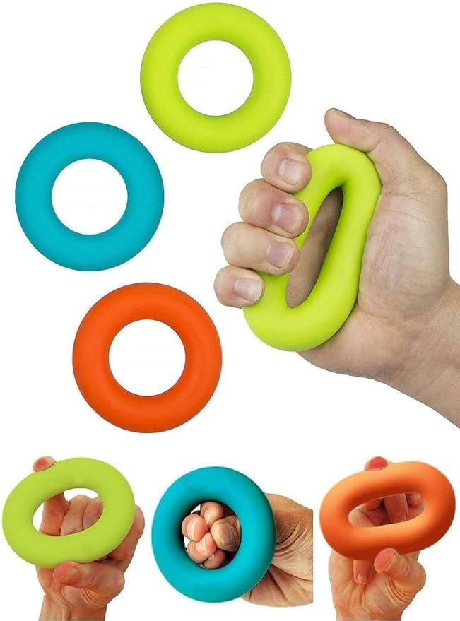 Grip Strength Trainer,Hand Grip Strengthener,Forearm Grip Workout - Grip Trainer Silicone Rings for Rock Climbing, Athletes & Stress Relief & Rehabilitation, 3 Resistance Levels(3 PCS)