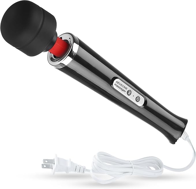 Wired Powerful Handheld Wand Massager, Strong Personal Vibration Massage for Sports Recovery, Back Muscle Aches, Whole Body Pain (Black)
