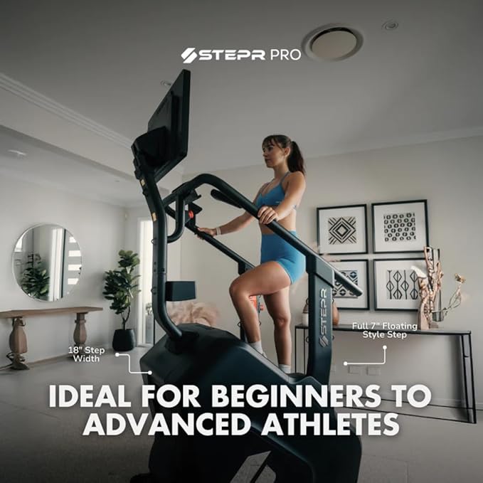 STEPR PRO Classic Stair Master with LED Touchscreen, Commercial Grade Stairmaster Machine for Home, 190 Steps/Min, Bluetooth Stepper Machine, Resistance Band Attachments, Mobile App, 400 lb Capacity