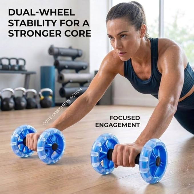 Exercise Roller Ab Exercise Abdominal Roller Wheel Dumbbell, Stable Abdominal Exercise Roller for Abs, Core Strength, Arms & Back, Portable Fitness Trainer for Men & Women