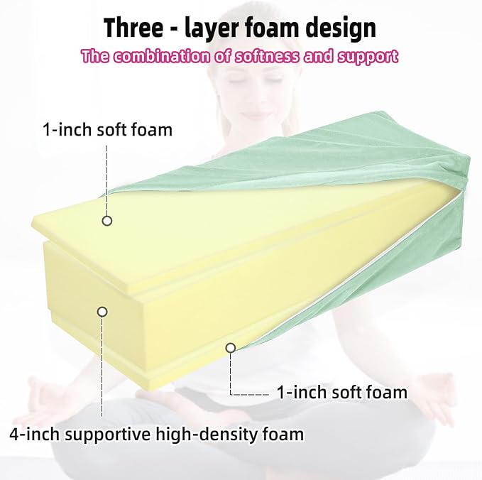 GOFORIT Yoga Bolster Pillow for Meditation and Support，Rectangular Meditation Pillow for Restorative Yoga，26.5"X9.5" X6"