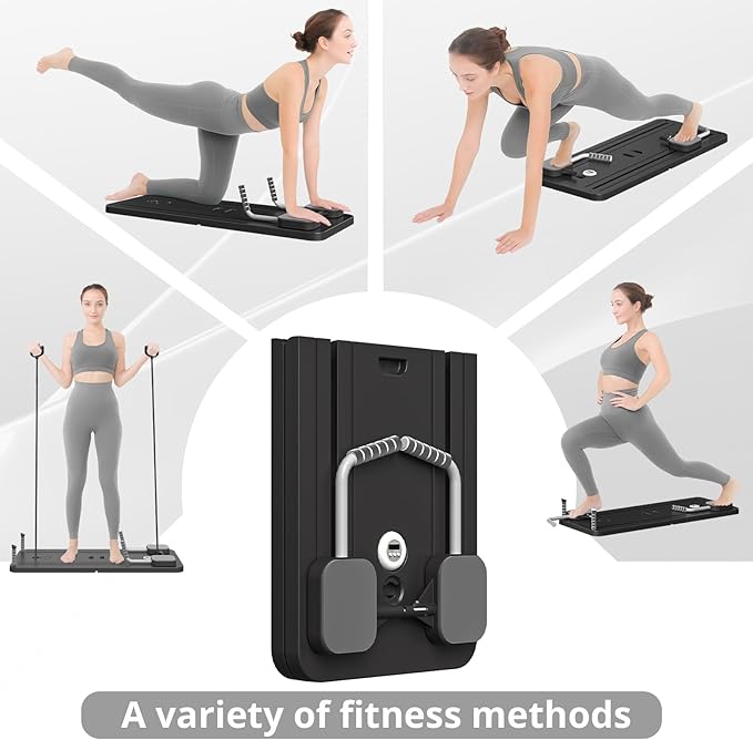JANUA Pilates Board - Pilates Reformer Set, Multi-Purpose Foldable Pilates Reformer Board for Home, 5 in 1 Pilates Sliding Board