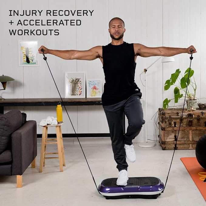 LifePro Vibration Plate Exercise Machine Purple- Whole Body Workout Vibration Fitness Platform w/ Loop Bands - Home Training Equipment - Remote, Balance Straps, Videos & Manual (Renewed)