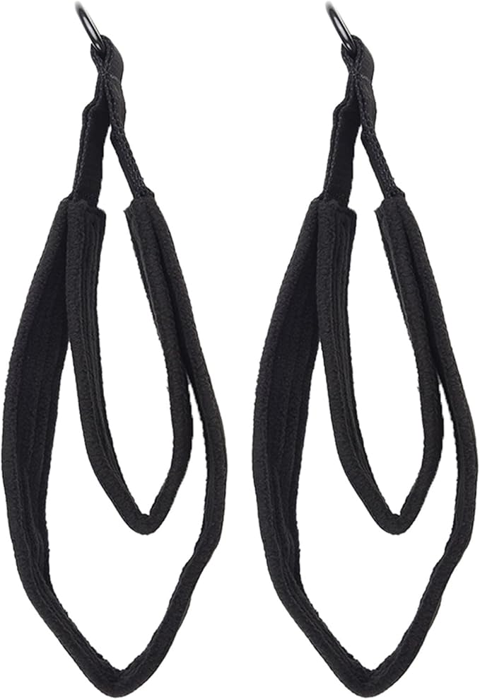 Double Loop Pilates Foot Straps Reformer Fitness Equipment, 2-Pack Cotton Webbing with for Polar Fleece, for Most Pilates Beds, Black